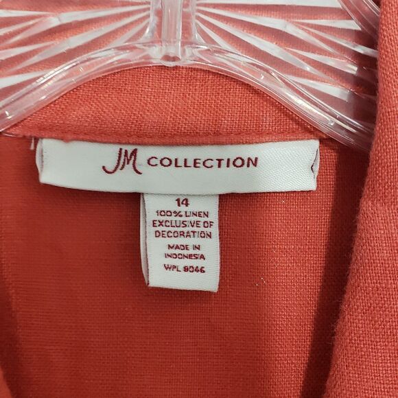 JM Collection Woman's 100% Linen Button Front Top, Size 14 - Picture 3 of 8